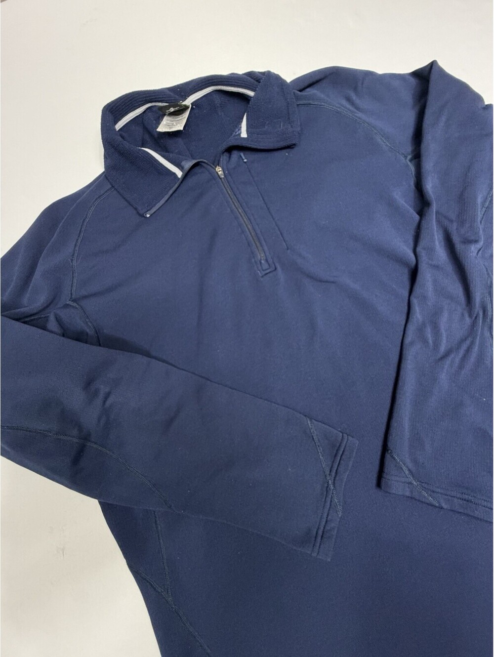 Patagonia Mens XL Capilene 1/4 Zip Blue Performance Baselayer Pullover *flaw